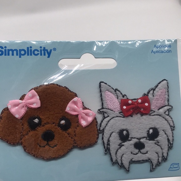 Simplicity Embroidered Iron-on/Sew-on Appliqué-Brown Poodle & Grey Yorkie - Picture 4 of 4